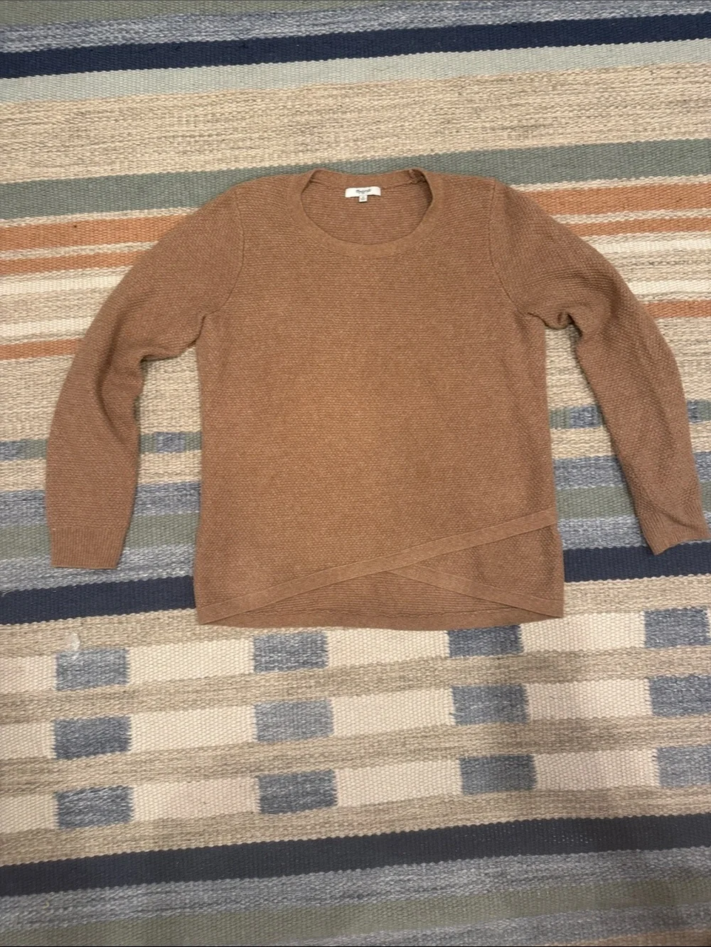 Madewell Waffle-Knit Crewneck Sweater in Camel Brown - Picture 1 of 6
